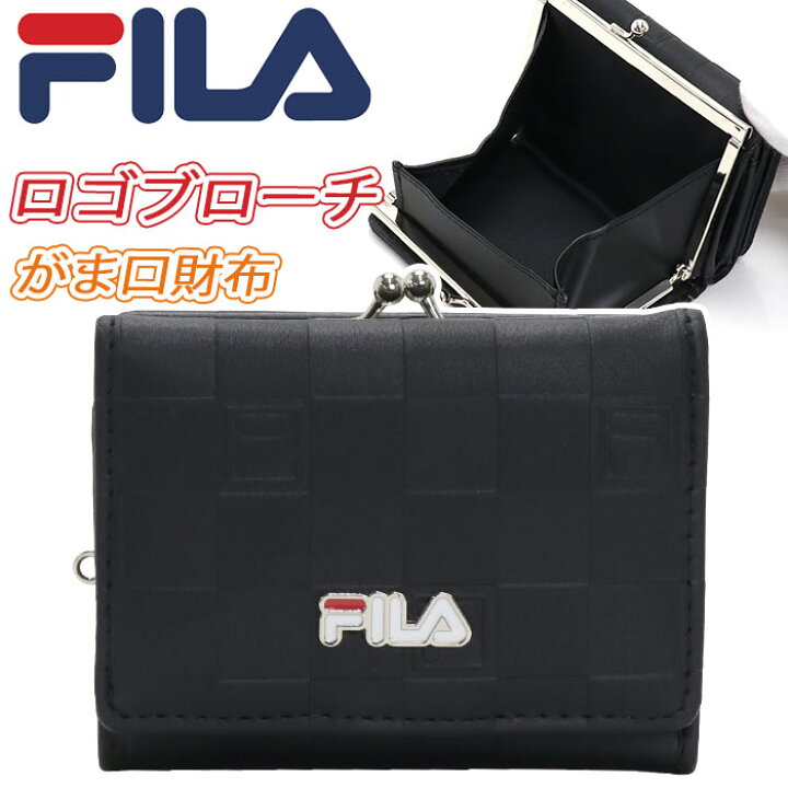 2022A/W新作送料無料 FILA フィラ ドットロゴ型押し 2つ折り財布 ブラック