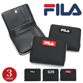 財布 二つ折 フィラ FILA 札入れ 刺繍 BOX 折財布 ラウンドファスナー ラウンド財布 ラウンドウォレット メンズ レディース 女性 女子 男女兼用 学校 通勤 通学用 通勤用 コンパクト おしゃれ 人気 ギフト お祝い 黒 FIS-0582 【CPT】