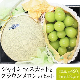 シャインマスカット・クラウンメロンセット 果物 詰め合わせ シャインマスカット2L1房約450g 静岡県産 クラウンメロン約1.2キロ以上 ぶどう メロン めろんお歳暮 ギフト