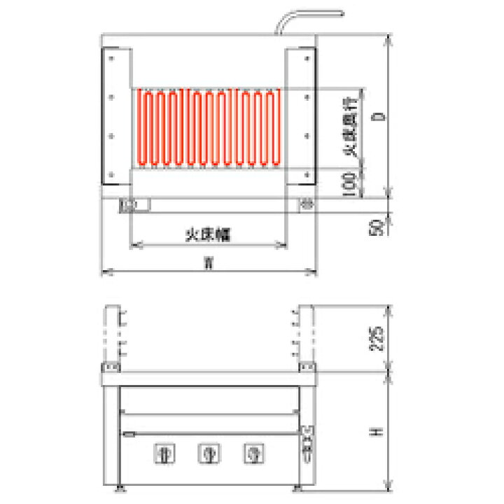 楽天市場】ヒゴグリラー 二刀流タイプ(卓上型)三相200V幅720×奥行550 