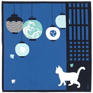 濱文様　絵小布　猫と夏提灯