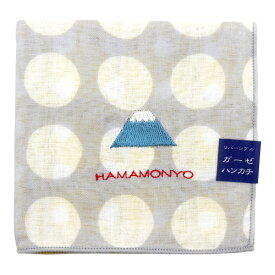 濱文様　リバーシブルガーゼハンカチ　ラフドットと富士山