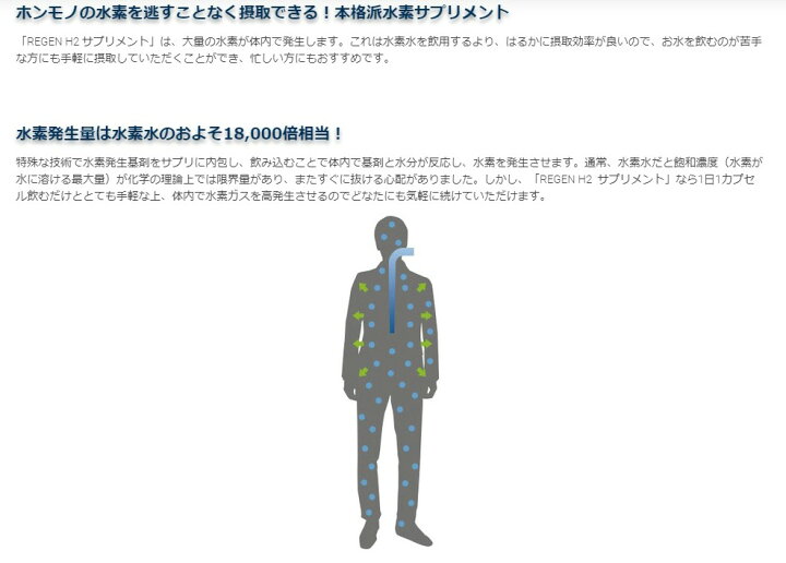 楽天市場】水素サプリメント REGEN H2（約2か月分、60カプセル 