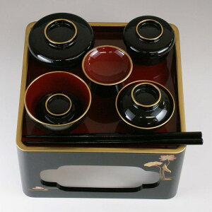 お膳 堅地黒 四季蒔絵付 5.5寸 ●お仏壇・仏具の浜屋