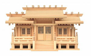 新寸高床格子付三社・大 御簾付 (ひのき) 総ひのき仕上 横巾72×高さ40cm 【神棚】 ●お仏壇・仏具の浜屋