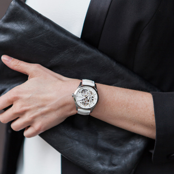 ハミルトン 公式 腕時計 HAMILTON Jazzmaster Viewmatic Skeleton Lady ジャズマスター ビューマティック  スケルトン レディ オートマティック 自動巻き 36.00MM レザーベルト ホワイト × ホワイト H32405811 レディース腕時計 女性  正規品 