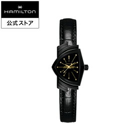 ハミルトン 公式 腕時計 HAMILTON Ventura S Quartz ベンチュラ S クォーツ クオーツ 24MM x 37.4MM レザーベルト ブラック × ブラック H24201730 レディース腕時計 メンズ腕時計 女性 男性 正規品 ブランド ブラック＆ゴールド
