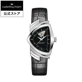 ハミルトン 公式 腕時計 HAMILTON Ventura Open Heart ベンチュラ オープンハート オートマティック 自動巻き 34.70MM レザーベルト ブラック × ブラック H24515732 メンズ腕時計 男性 正規品 ブランド