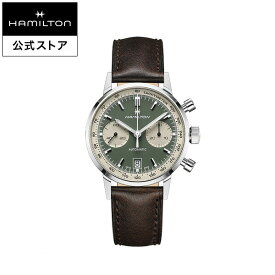 ハミルトン 公式 腕時計 HAMILTON American Classic Intra-Matic アメリカンクラシック イントラマティック オートクロノ オートマティック 自動巻き 40.00MM レザーベルト グリーン × ブラウン H38416560 メンズ腕時計 男性 正規品 ブランド ビジネス シンプル
