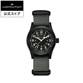 ハミルトン 公式 腕時計 HAMILTON Khaki Field カーキ フィールド メカニカル 機械式 手巻き 38.00MM テキスタイルベルト ブラック × グレー H69409930 メンズ腕時計 男性 正規品 ブランド アウトドア ビジネス