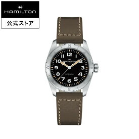ハミルトン 公式 腕時計 HAMILTON Khaki Field Expedition カーキ フィールド エクスペディション オートマティック 自動巻き 37.00MM レザーベルト ブラック × グリーン H70225830 メンズ腕時計 男性 正規品 ブランド アウトドア