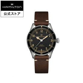ハミルトン 公式 腕時計 HAMILTON Khaki Aviation Khaki Pilot Pioneer カーキ アビエーション パイロット パイオニア 機械式自動巻き 38.00MM レザーベルト ブラック × ブラウン H76205530 メンズ腕時計 男性 正規品 航空時計 パイロットウォッチ