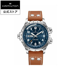 ハミルトン 公式 腕時計 HAMILTON Khaki Aviation Khaki X-Wind カーキ アビエーション X-Wind デイデイト オートマティック 自動巻き 45.00MM レザーベルト ブルー × ブラウン H77765541 メンズ腕時計 男性 正規品 航空時計 パイロットウォッチ