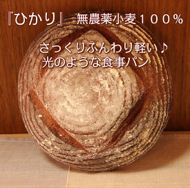 「ひかり」　無農薬小麦100％！さっくりふんわりかる〜い♪〜優しい光のような食事パン〜 オーガニック 添加物不使用 卵不使用 乳製品不使用 無農薬小麦 天然酵母パン 健康パン 保存食 お取り寄せ