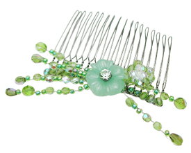 【追跡可能メール便 送料無料】【コームS】キャンディージニア［結婚式 パーティ キラキラ ビーズ フラワー 花 ワイヤーコーム ハーフアップ お団子 夜会巻き ヘッドアクセ ヘアアクセサリー 髪飾り］