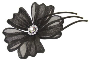 【Eスティック】★ティセL[結婚式 ビーズ メッシュ ブラック 黒 白 ホワイト お花 フラワー レース ハーフアップ オーロラ クリスタル お団子 ヘアアクセサリー ヘアアクセ まとめ髪 夜会巻