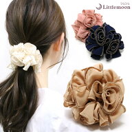【追跡可能メール便 送料無料】【シュシュ】マシェル［ヘアゴム 薔薇 ローズ バラ 花 ゴールド 縁取り 上…