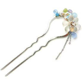 【追跡可能メール便 送料無料】★【かんざし】ランザール［フラワー 花 クリスタル ラインストーン ビーズ シルバー 結婚式 パーティ 和服 和装 着物 浴衣 ヘッドアクセ ヘアアクセサリー 髪飾り］［MBL］20160405