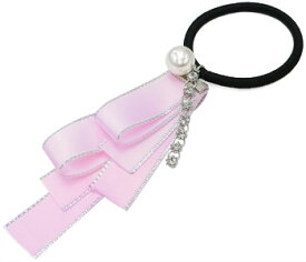 【追跡可能メール便 送料無料】 【ヘアゴム】ヴュフェル［ヘアゴム サテン リボン チャーム 揺れる ストーン パール 優美 シンプル ヘッドアクセ ヘアアクセサリー 髪飾り］[MBL] 20171205