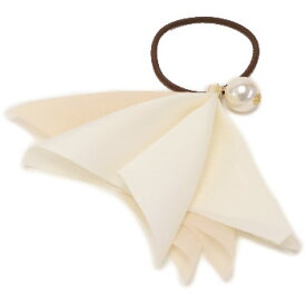 追跡可能メール便対応 【ヘアゴム】フガール［パール シフォン サテン プリーツ モノトーン ボタニカル カジュアル シック 結婚式 パーティ ヘッドアクセ ヘアアクセサリー 髪飾り］[YBL] 20180223