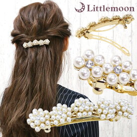 【追跡可能メール便 送料無料】【バレッタ】ドクトゥス［バレッタ パール クリスタル ストーン フラワー 花 キラキラ ゴールド 細身 ヘアアクセサリー 髪飾り］[MBL] 20181030