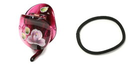 【バンスクリップ】★〇ポニーバンス（ゴム付）［ヘアクリップ ヘアゴム セット スケルトン バラ ローズ 可愛い ポニーテール ひとつ結び 専用 ヘアアレンジ 結婚式 パーティ ヘッドアクセ ヘアアクセサリー 髪飾り］ 20210719