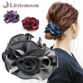 【追跡可能メール便 送料無料】 【シュシュ】エスペッソ［シュシュ ワインカラー サテン フラワー バラ ローズ 薔薇 リボン ラメ 結婚式 パーティ ヘッドアクセ ヘアアクセサリー 人気50］[MBL] 20171110