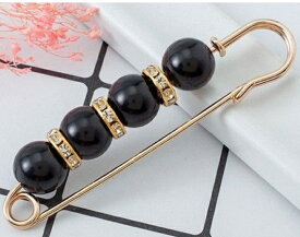 ポッキリ1000円 ピンブローチ ブラック ホワイト スカート留め ウエスト留め スカーフクリップにも キラキラ アクセサリー 華hana