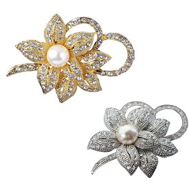 ポッキリ1000円 ブローチ エレガント 上品 ブローチ ラインストーンの美しいフラワーブローチ 胸元のアクセント キラキラブローチ 　ストール留め ワンポイントアクセサリー ブローチ