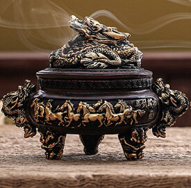 【アフター200円off】香炉 龍 ドラゴン青龍 赤龍 三足香炉 インテリア 香炉 アンティーク 仏具 お香立て 香炉 幻想的 煙 倒流香 置き物 置物 香立て 線香 おしゃれ お香立て 仏具 モダン アジア 龍 鳳凰 金運 風水 瞑想 レッドドラゴン ブルードラゴン 華hana