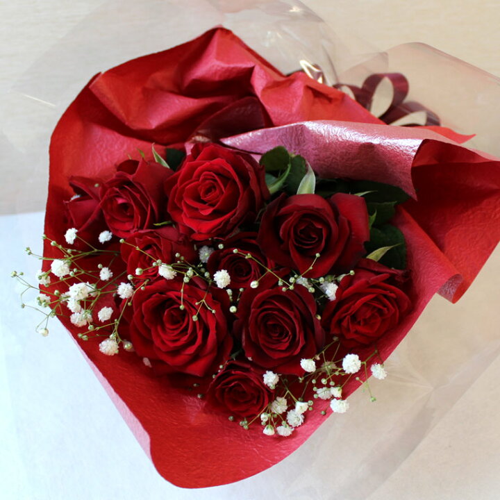 楽天市場 生花 深紅のバラ カスミソウの花束 送料無料 花 ギフト 誕生日 プレゼント 女性 バラ 薔薇 ローズ お祝 花 バレンタイン ホワイトデー あれんじｈａｎａ倶楽部