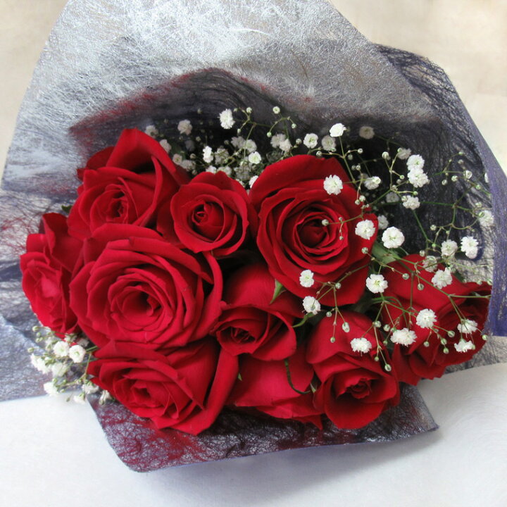 楽天市場 生花 深紅のバラ カスミソウの花束 送料無料 花 ギフト 誕生日 プレゼント 女性 バラ 薔薇 ローズ お祝 花 父の日 ギフト プレゼント いい夫婦の日 あれんじｈａｎａ倶楽部