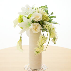 フラワーアレンジ カサブランカ カラー ベロニカ スノーボール 造花 フラワーアレンジメント 花 プレゼント おしゃれ お祝い 誕生日 お誕生日 お花 ギフト 還暦 古希 喜寿 結婚祝い 開店祝い