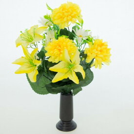 仏花 お供え花 菊 ゆり アレンジ国産美濃焼き花台数量限定品防水の花台は生花にもご利用いただけます。