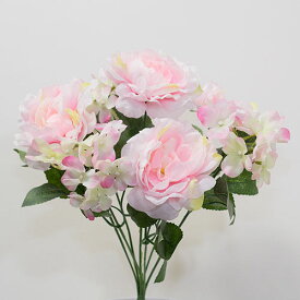 ローズ アジサイ ブッシュ ピンク造花 花材 資材花径ローズ8cm×アジサイ5cm×長さ37cm
