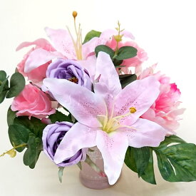 フラワーアレンジ カサブランカ ローズ 薔薇 造花 フラワーアレンジメント 花 プレゼント おしゃれ お祝い 誕生日 お誕生日 お花 ギフト 還暦 古希 喜寿 結婚祝い 開店祝い お中元 御中元 お歳暮 御歳暮