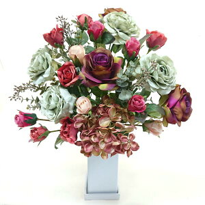 フラワーアレンジ ローズ 薔薇 ばら 造花 フラワーアレンジメント 花 プレゼント おしゃれ お祝い 誕生日 お誕生日 お花 ギフト 還暦 古希 喜寿 結婚祝い 開店祝い お中元 御中元 お歳暮 御歳