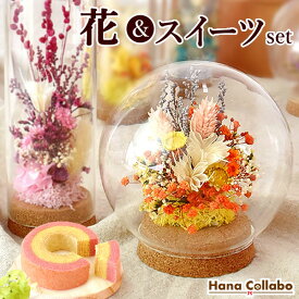 ＼最強配送！／ 誕生日プレゼント お祝い ギフト 花 ドライフラワー フラワーアレンジメント 贈り物 おしゃれ ケース ガラスドーム ボトル ミニ おしゃれ かわいい 置き物 インテリア 玄関 送料無料 スイーツ お菓子 洋菓子 敬老の日プレゼント 花コラボ