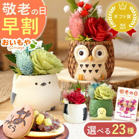 ＼早割！／ 敬老の日 ギフト プレゼント 花 プリザーブドフラワー フラワーアレンジメント 動物 ふくろう シマエナガ 犬 スイーツ お菓子 和菓子 花とお菓子 60代 70代 80代 90代 おじいちゃん おばあちゃん 孫 孫から 送料無料