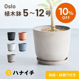 【11日10時迄最大20%割】植木鉢 鉢 ecopots Oslo 5~12号 プラスチック + 天然石 鉢カバー おしゃれ 大型 プランター 軽い インテリア 北欧 オスロ 鉢皿 付き お花 植物 観葉植物 hanaichi 5号 6号 8号 12号 ホワイト グレー ブルー ブラック ハナイチ