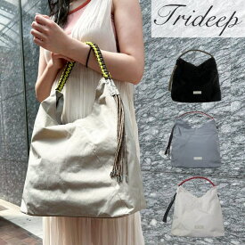ナイロントートバッグ A4 レディース 1本編手 軽量 サイドポケット シンプル かわいい トライディープ Trideep 60215 トート 通学 通勤バッグ 人気 可愛い 大人かわいい 女性 彼女 ブランド 正規品 誕生日 プチプラ ギフト 黒 グレー ベージュ