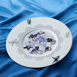 【クーポン配布中】Shinzi katoh ガルテン ナビ 薔薇 蝶 サービスプレート 31cm パープル (お取り寄せ品)// 美濃焼 磁器 食器 皿 お皿 大皿 盛皿 敷皿 パーティー ディナー アンダープレート サー