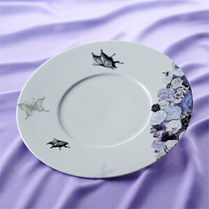 【クーポン配布中】Shinzi katoh ガルテン ナビ 薔薇 蝶 ディナープレート 27cm パープル (お取り寄せ品)// 美濃焼 食器 皿 お皿 大皿 盛皿 パーティー皿 ディナー皿 花柄 バラ モダン エレガント