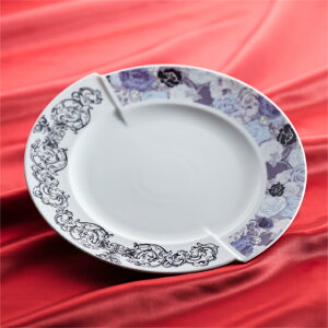 【クーポン配布中】Shinzi katoh ガルテン ナビ 薔薇 蝶 ダブルプレート 27cm パープル (お取り寄せ品)// 美濃焼 食器 皿 お皿 大皿 盛皿 パーティー皿 ディナー皿 花柄 バラ モダン エレガント お