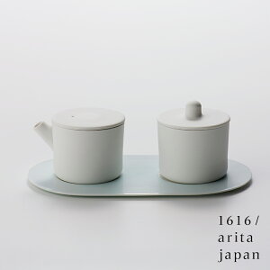 【クーポン配布中】1616/arita japan S&B ミルクピッチャー&シュガーポット、ソーサー付き ホワイト 有田焼 // 食器 キャニスター ミルクピッチャーしょうゆ差し 砂糖入れ 調味料入れ ソーサー