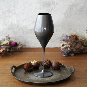 【クーポン配布中】カラーズ/メタリックグレー ツル 15oz ワイングラス 450ml 1個 ガラス漆加工 // おしゃれ 漆器 グラス 酒器 グレー メタリック 漆塗り 酒 洋食器 食器 シャンパングラス モダ