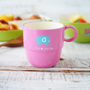 【クーポン配布中】isso ecco(イッソ エッコ) アニマル スタッキングマグカップ 240ml ピンク (お取り寄せ品)ABS樹脂 // 日本製 アウトドア食器 電子レンジOK 食洗機OK 140℃ 耐熱 キッズ こども食