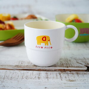 【クーポン配布中】isso ecco(イッソ エッコ) アニマル スタッキングマグカップ 240ml ホワイト (お取り寄せ品)ABS樹脂 // 日本製 アウトドア食器 電子レンジOK 食洗機OK 140℃ 耐熱 キッズ こども