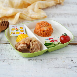 【クーポン配布中】isso ecco(イッソ エッコ) アニマル 長角ツインプレート 21cm グリーン (お取り寄せ品)ABS樹脂 // 日本製 アウトドア食器 電子レンジOK 食洗機OK 140℃ 耐熱 キッズ こども食器