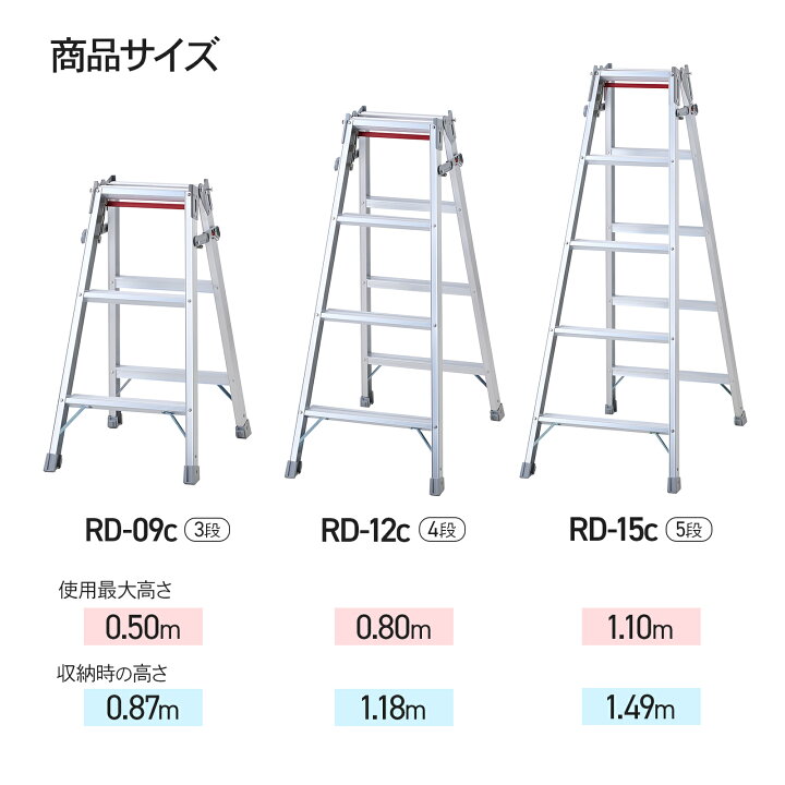 楽天市場】【 RD-12c 】はしご兼用脚立 脚立 ワンタッチバー 4段 4尺 